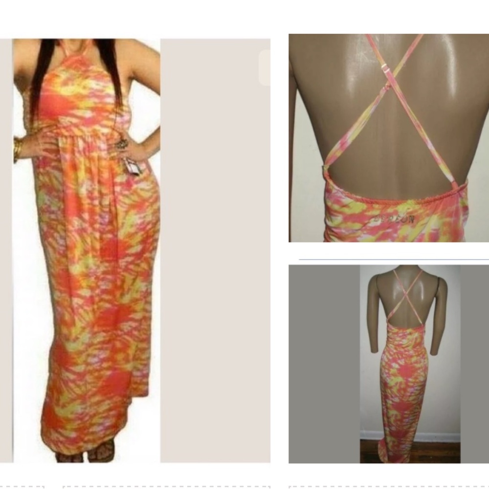 NEW DEREON Tye Dye plus size print Maxi Rhinestone  open back dress 3X